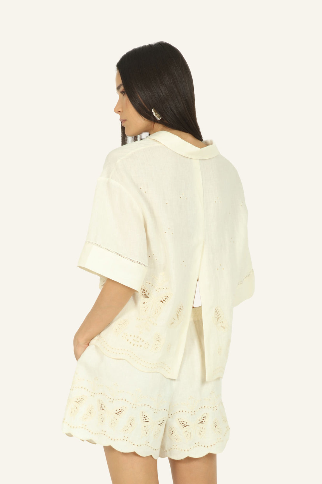 Julie Shorts - Cotton Linen with Embroidery