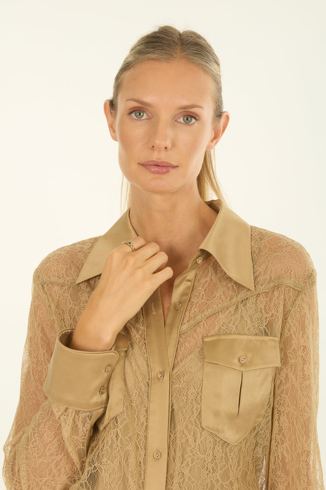 Aubree Top - 100% Silk with Lace