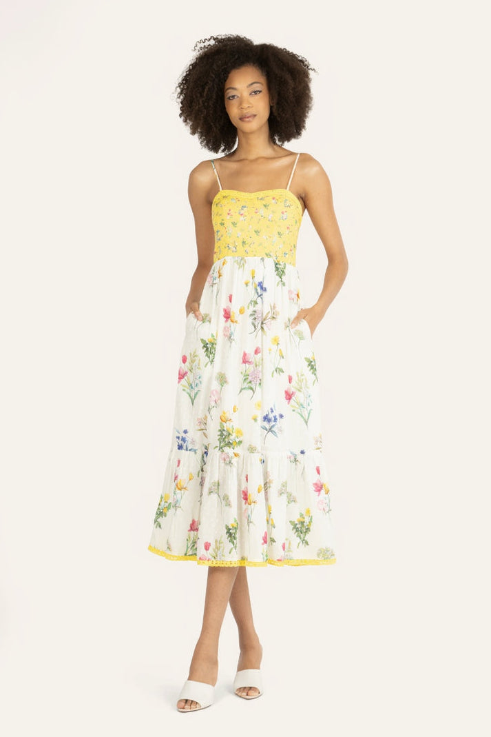 Super Natural by Secret Mission Women's Finley Dress - Yellow Vintage with Border Super Natural by Secret Mission Women's Finley Dress - Yellow Vintage with Border
