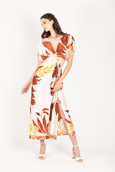 teloplan Alvaro Ⅱ Strappy Cami Dress DODHRUBEWKL Women's Tropical Print Overlap Collar Backless