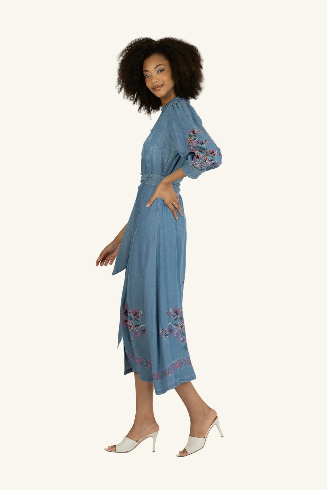 Lynn Dress - Tencel with Flower Embroidery
