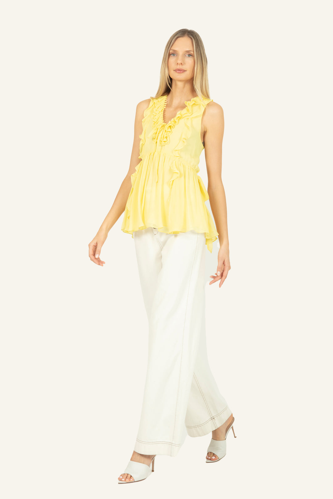 Madison Top - Lemon Sorbet - 100% Silk Crinkle Chiffon