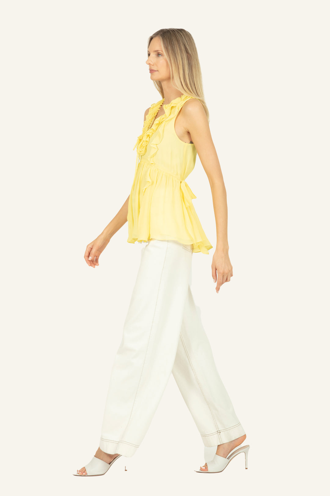 Madison Top - Lemon Sorbet - 100% Silk Crinkle Chiffon