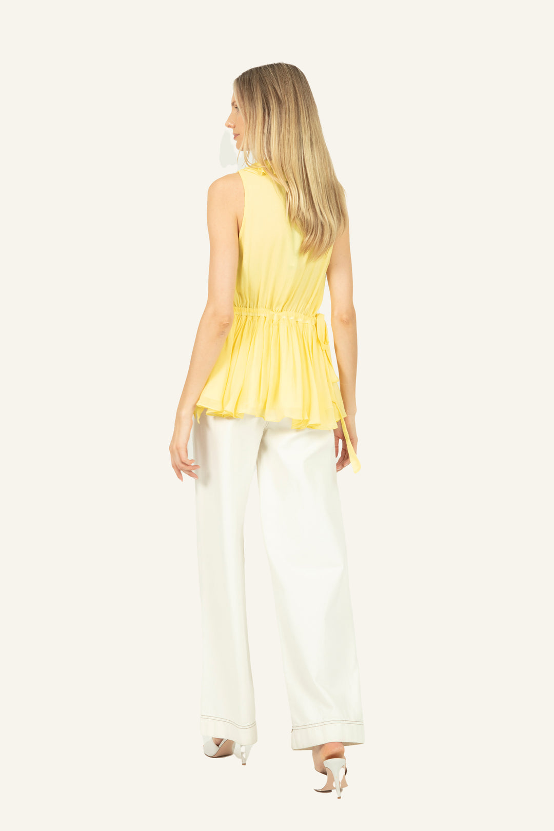 Madison Top - Lemon Sorbet - 100% Silk Crinkle Chiffon