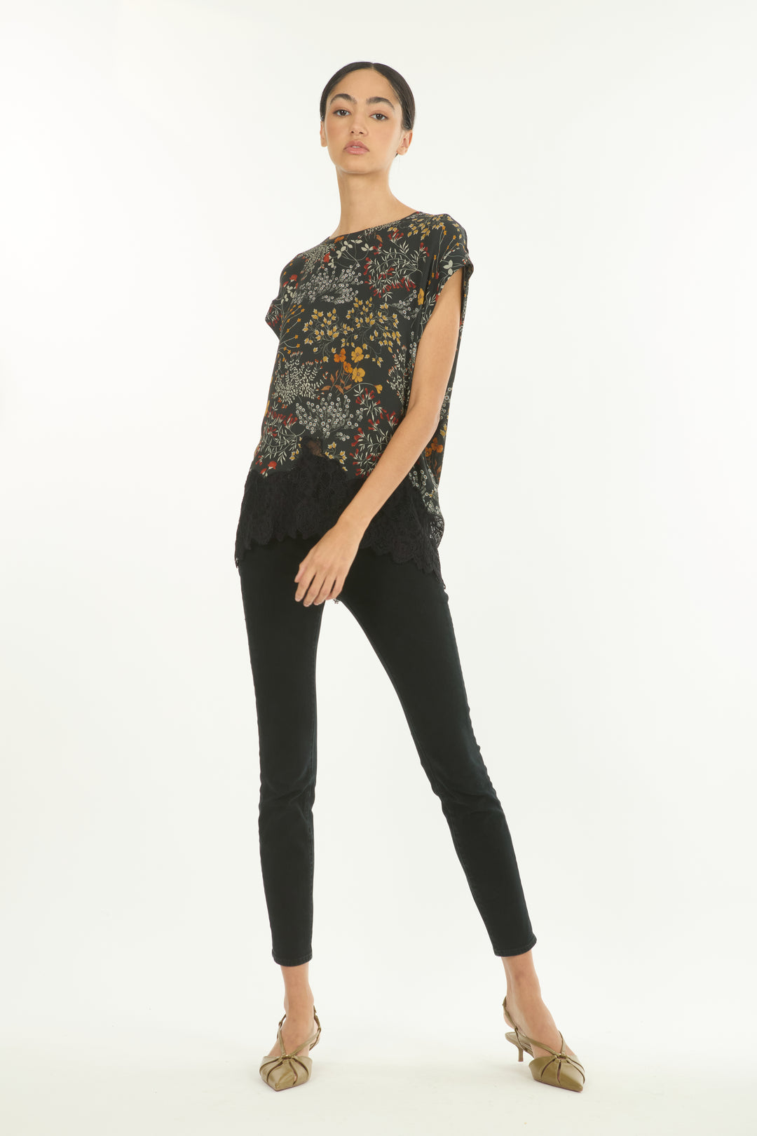 Nalani Top - Silk Double Georgette with Lace