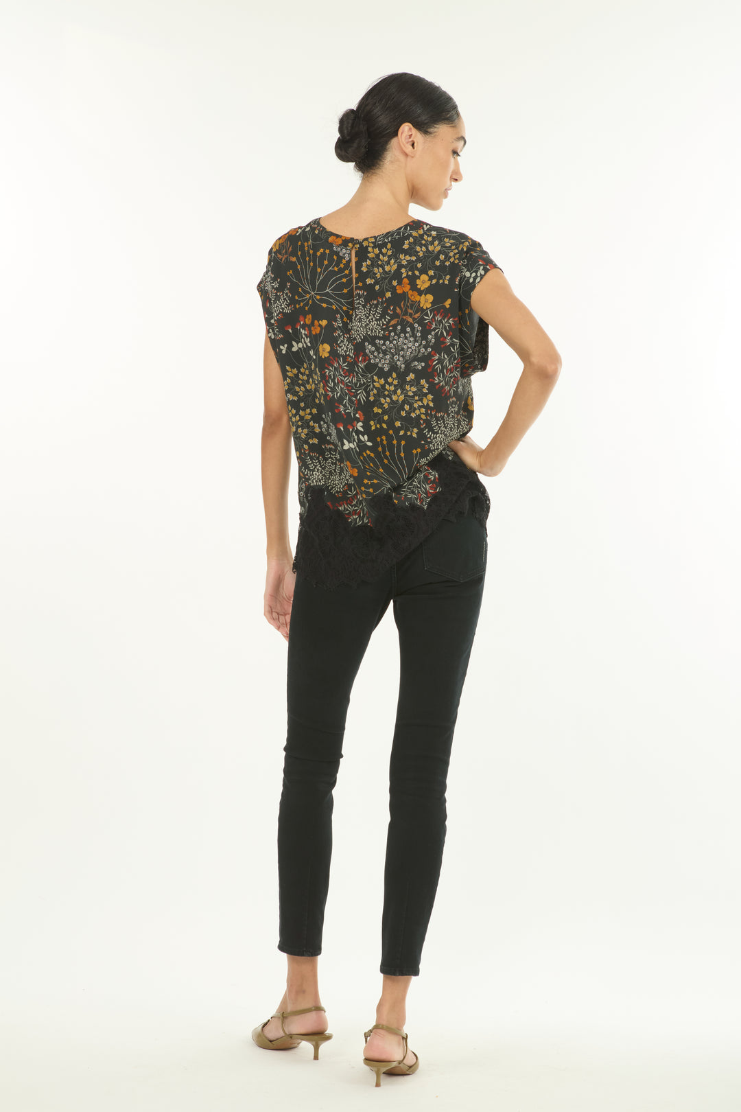 Nalani Top - Silk Double Georgette with Lace