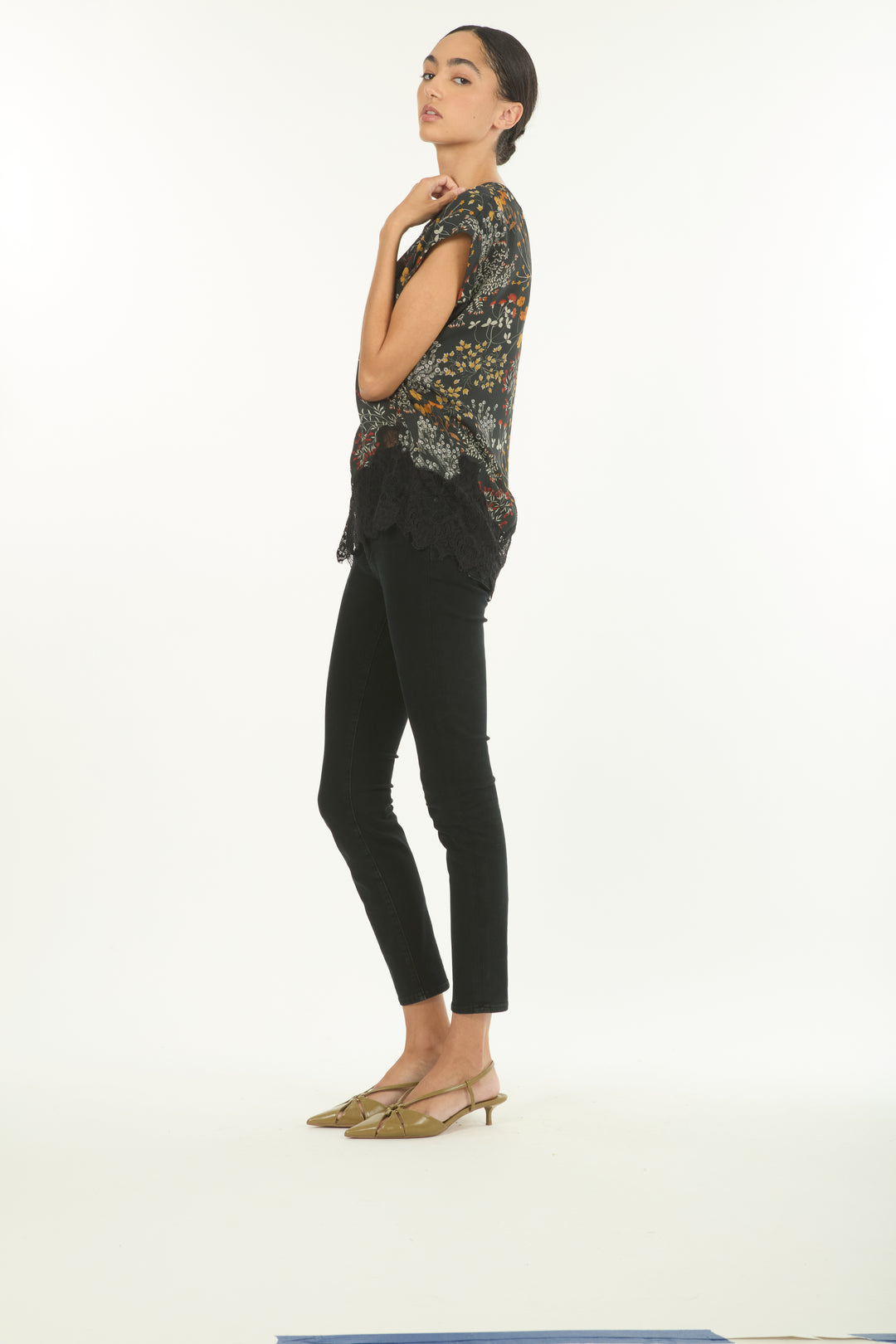 Nalani Top - Silk Double Georgette with Lace