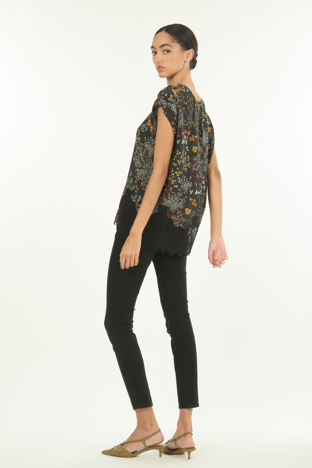 Nalani Top - Silk Double Georgette with Lace