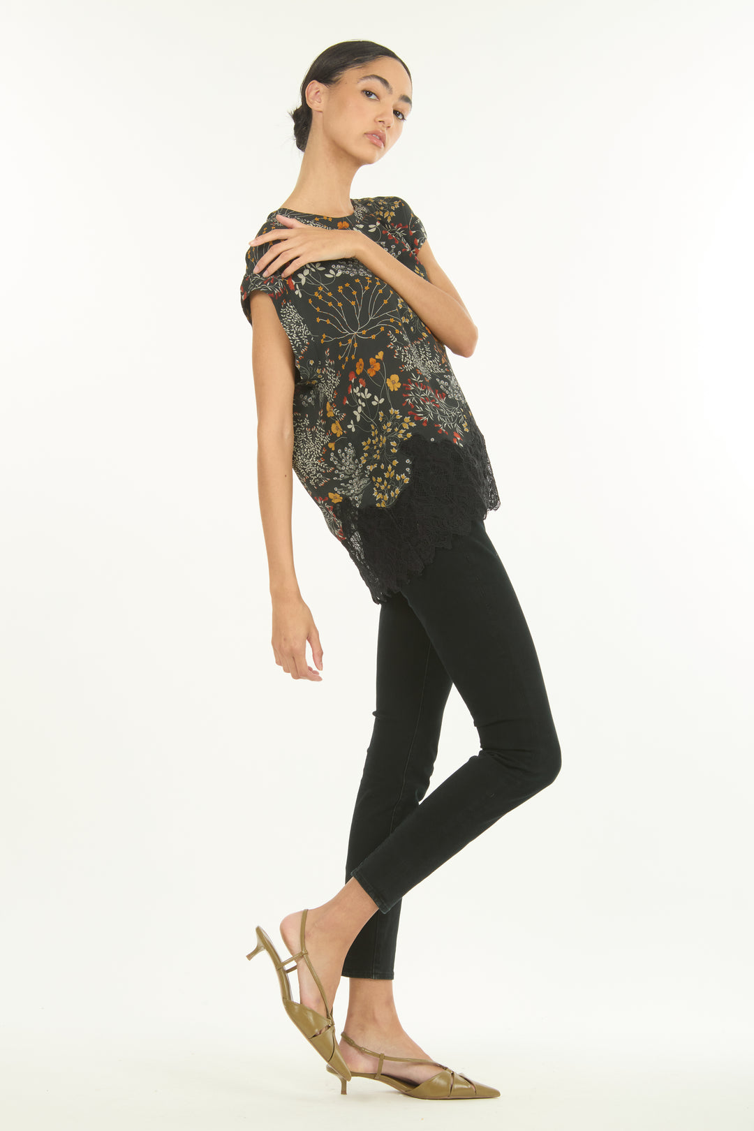 Nalani Top - Silk Double Georgette with Lace