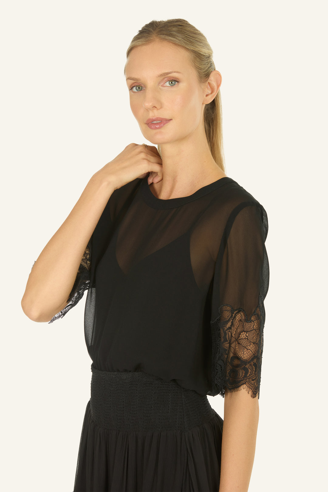Nilou Skirt - 100% Organic Silk Chiffon with Lace