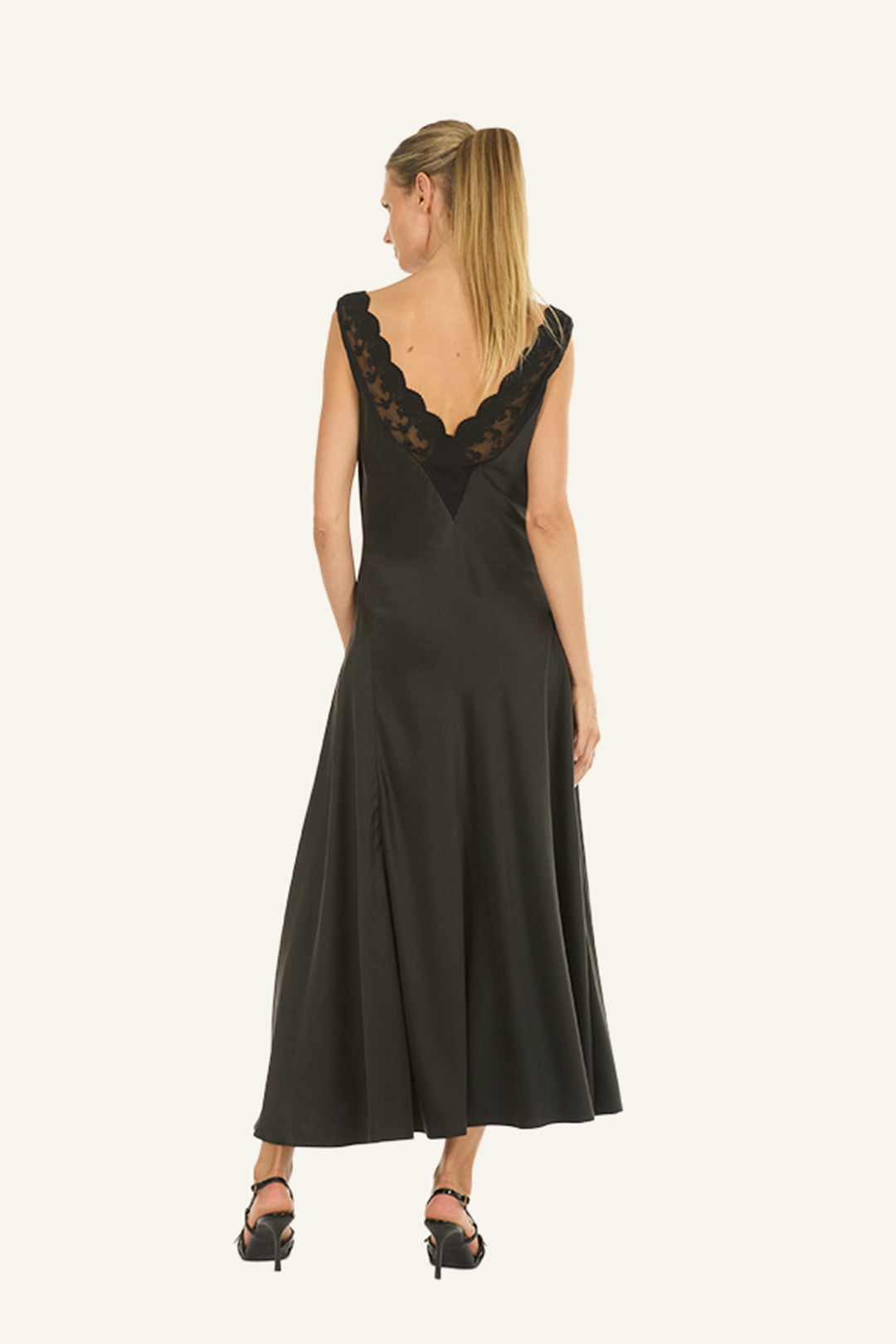 Paulette Dress - 100% Sand washed Silk with Lace