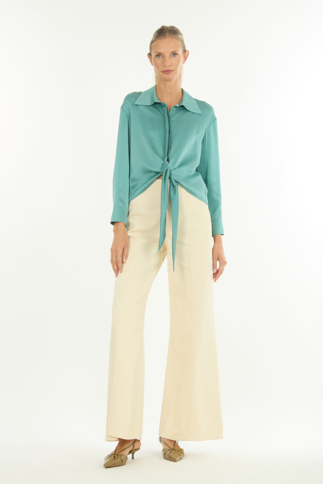 Rae Top - Cyan Green - 100% Silk