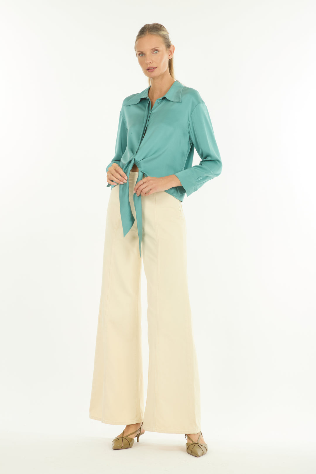 Rae Top - Cyan Green - 100% Silk