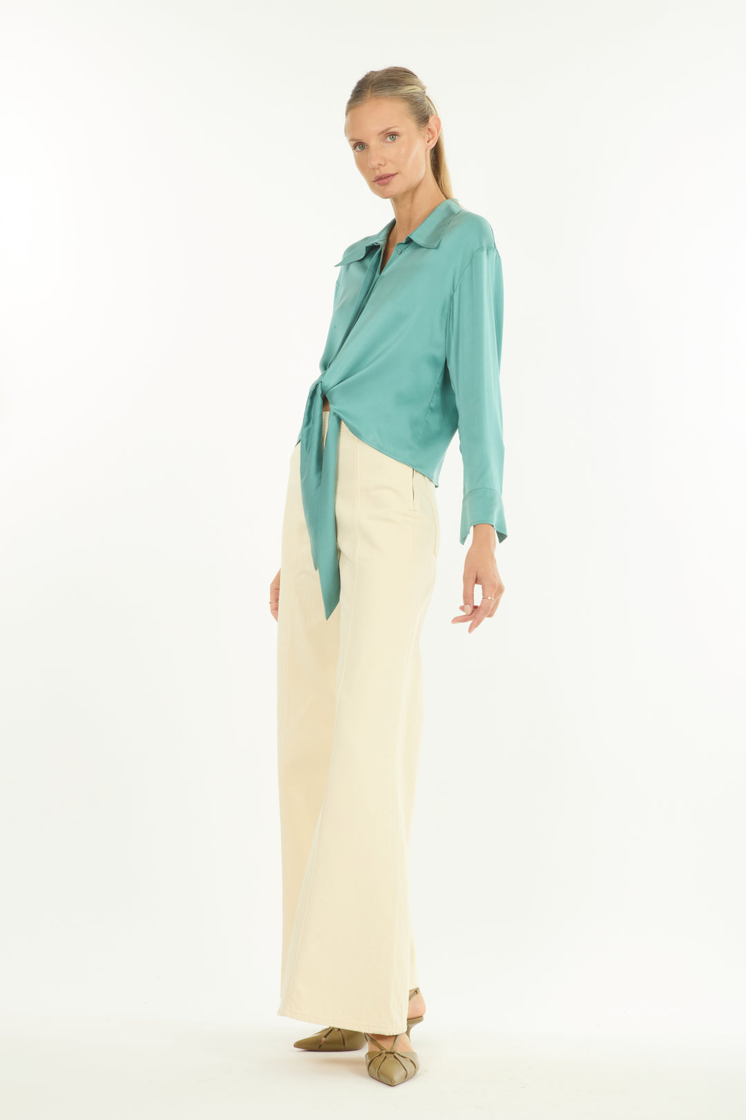 Rae Top - Cyan Green - 100% Silk