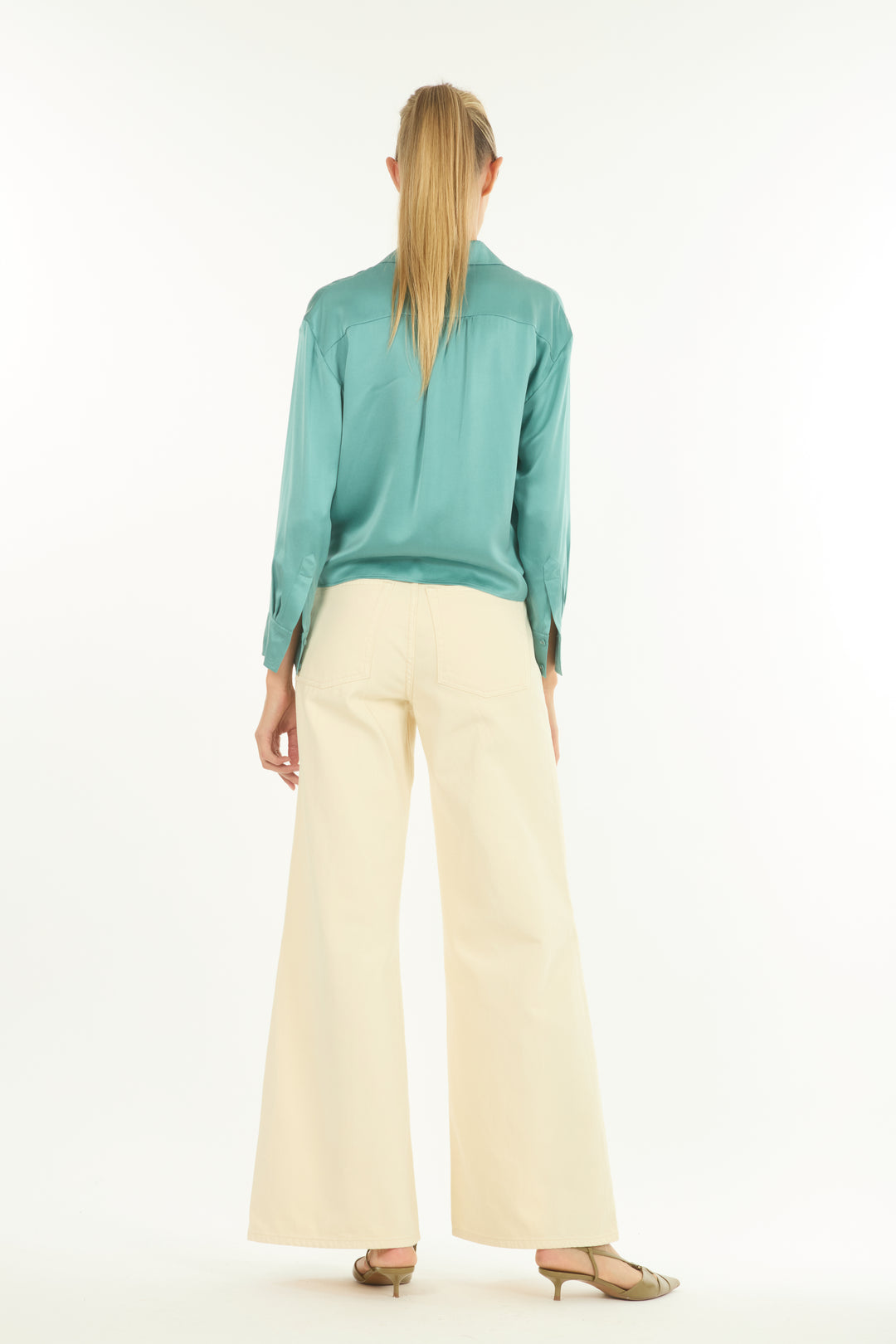 Rae Top - Cyan Green - 100% Silk