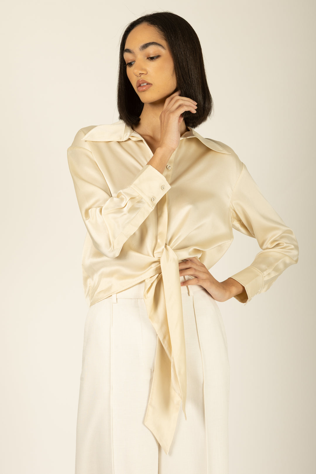 Rae Top - Antique Creme - 100% Organic Sand-Washed Silk