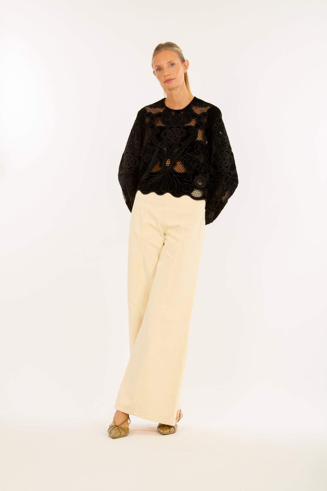 Reign Blouse - Velvet with Embroidery Cutout