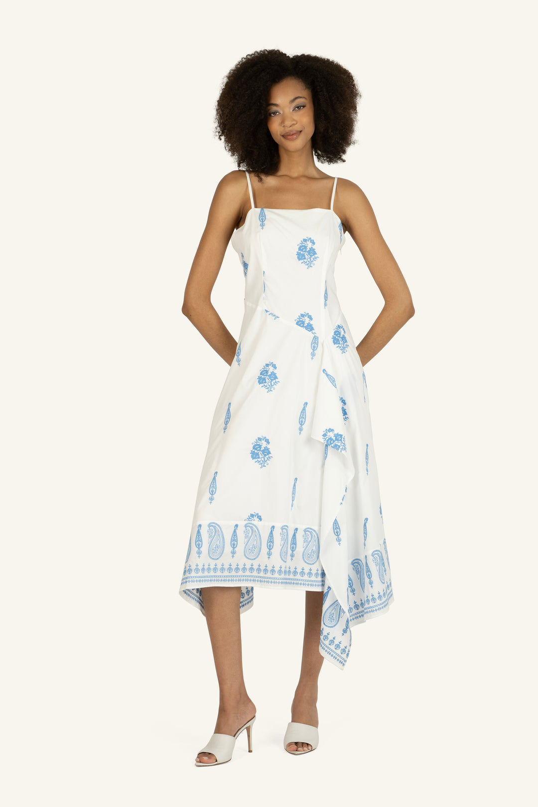 Rosetta Dress - Cotton Poplin with Paisley Embroidery