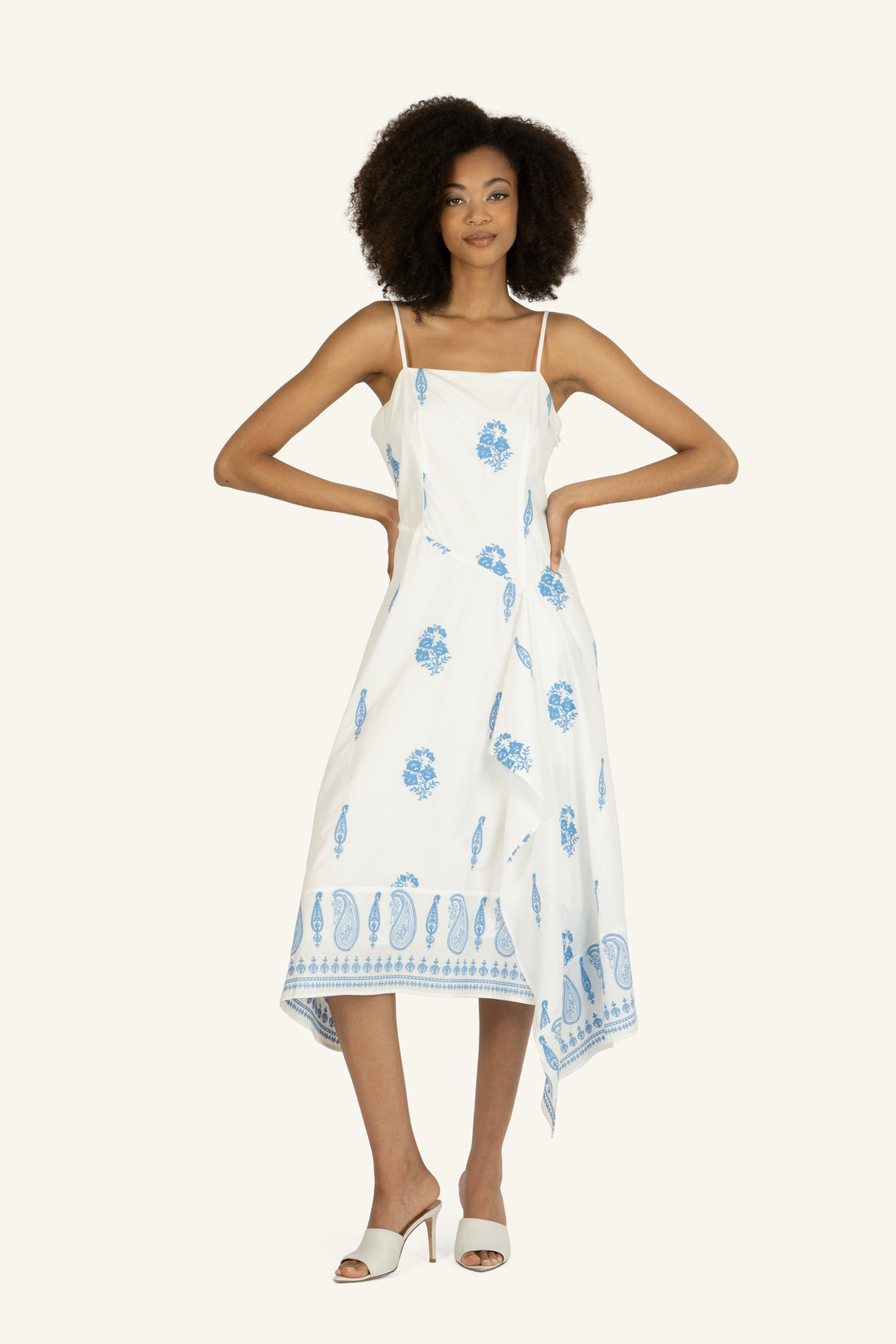 Rosetta Dress - Cotton Poplin with Paisley Embroidery