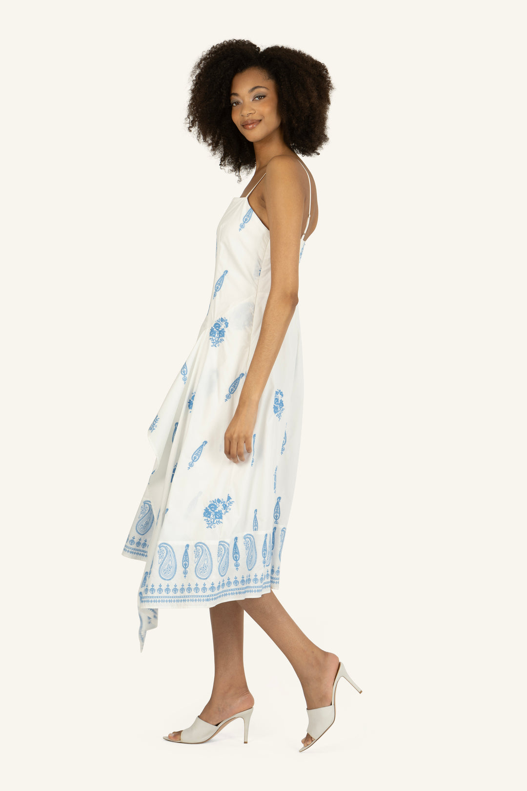 Rosetta Dress - Cotton Poplin with Paisley Embroidery