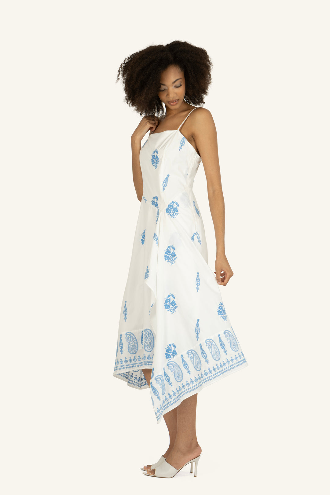 Rosetta Dress - Cotton Poplin with Paisley Embroidery
