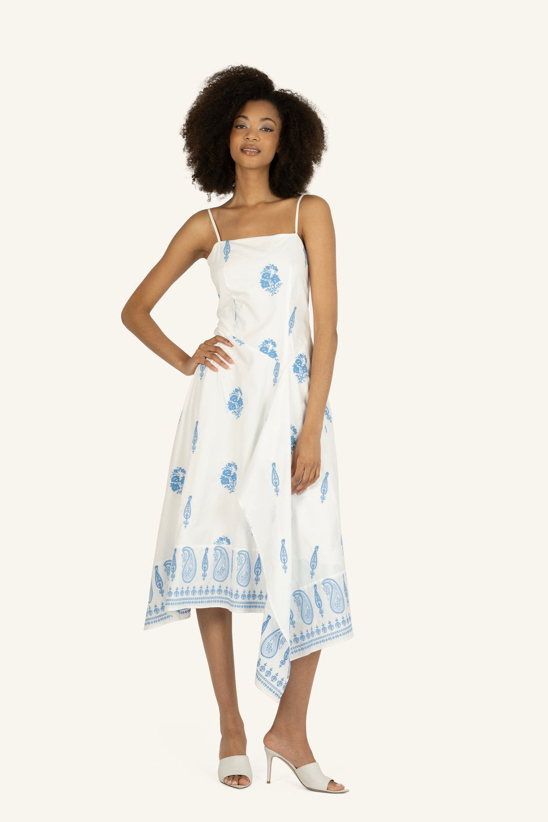 Rosetta Dress - Cotton Poplin with Paisley Embroidery