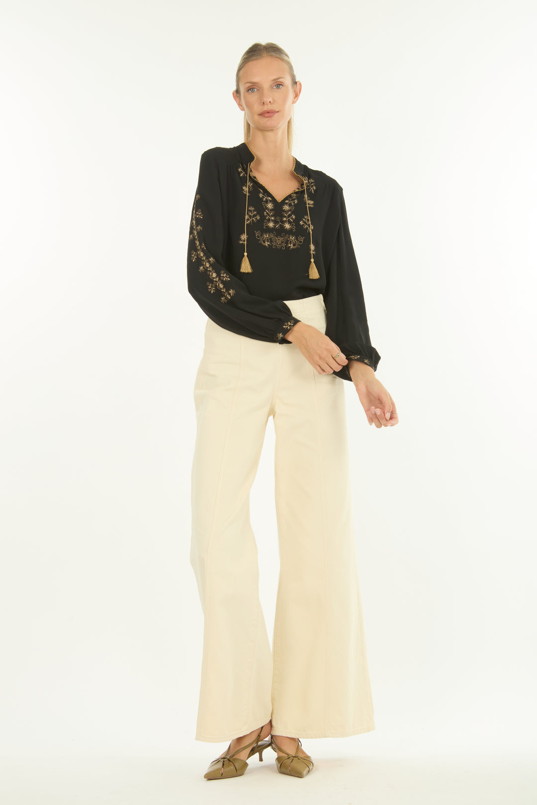 Serah Blouse - Silk Double Georgette with Embroidery