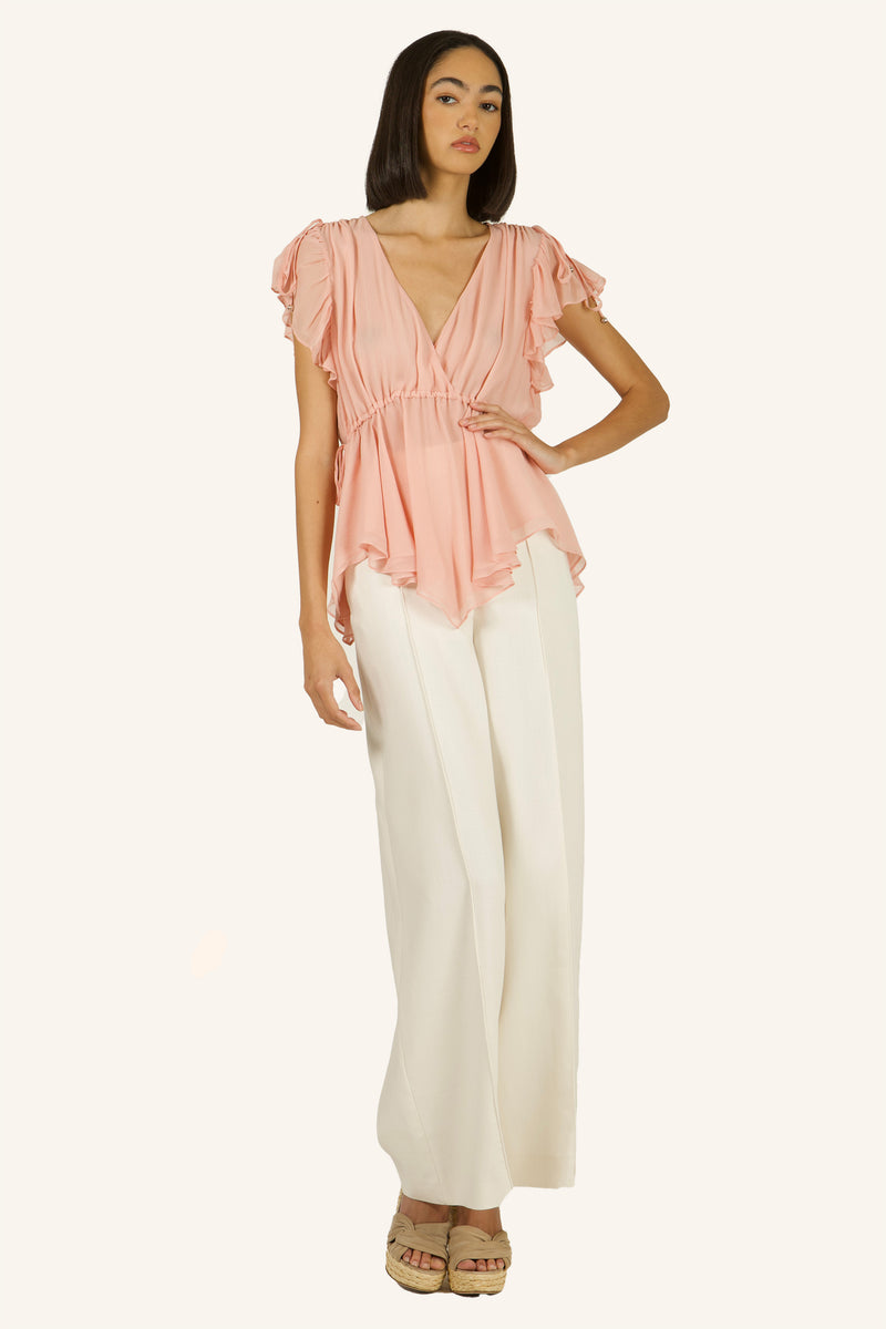Thea Top - 100% Silk Crinkle Chiffon