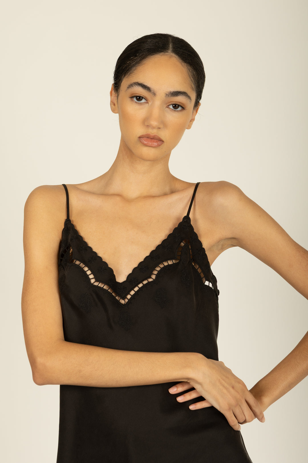 Wimberly Cami - Black- 100% Organic Sand-Washed Silk
