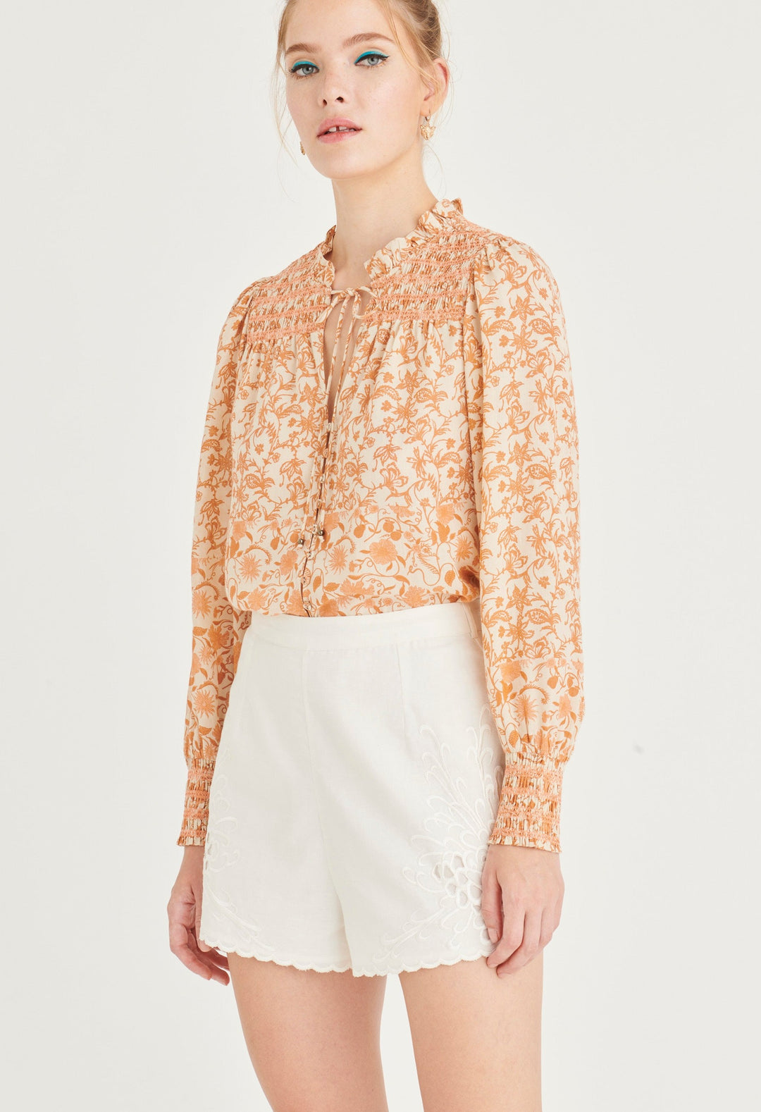 Darlene Blouse - Peach Floral